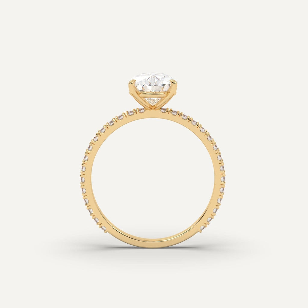 Pear Diamond Ring Semi-Mount 14K Yellow Gold