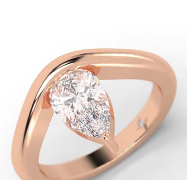 Floating diamond pear shaped engagement ring