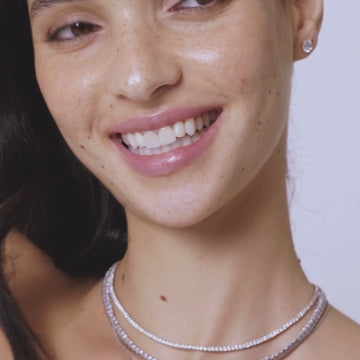 3-Carat Diamond Tennis Necklace on Female Model