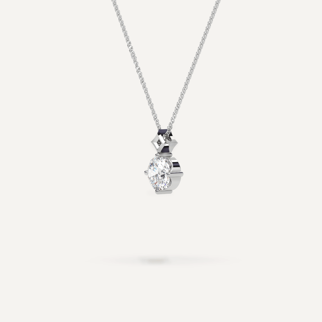 Floating Diamond Necklace Pendant White Gold Side View