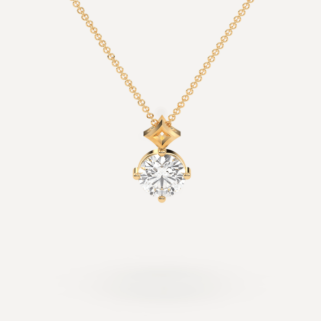 Simple Yellow Gold Solitaire Diamond Necklace Pendant