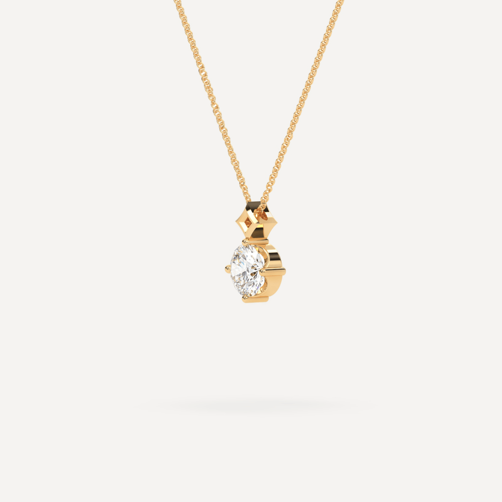 Lab Grown Diamond Pendant Necklace Yellow Gold Side View