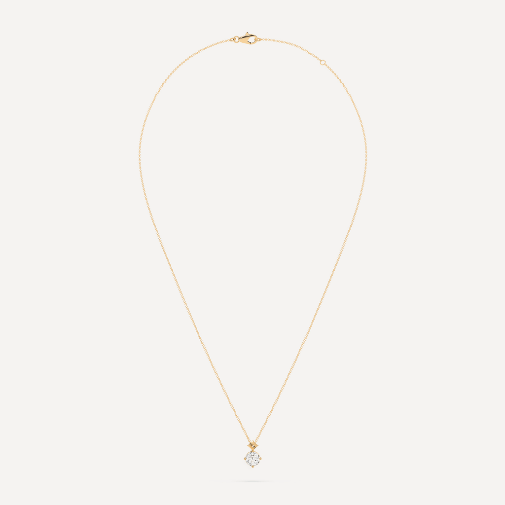 Yellow Gold Single Diamond Pendant With Adjustable Fishlock Necklace