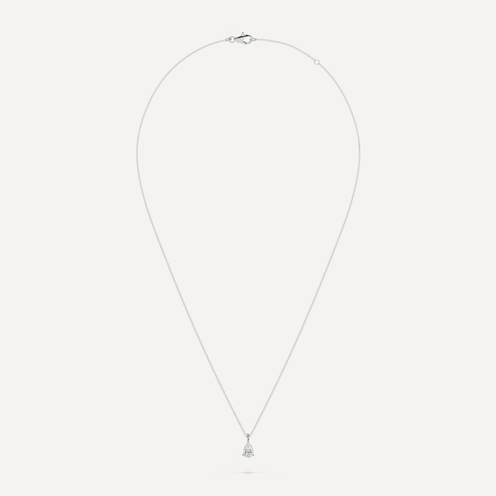 White Gold Adjustable Chain Pear Teardrop Diamond Necklace