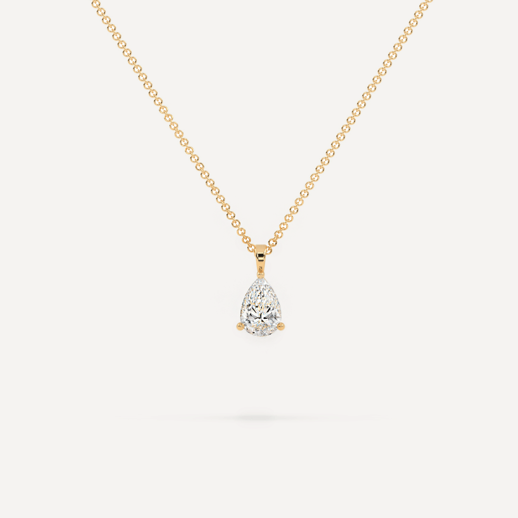 Pear Shaped Diamond Necklace in Yellow Gold