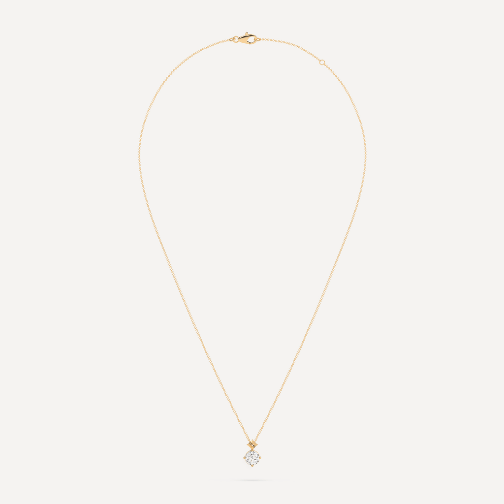 Yellow Gold Single Diamond Pendant With Adjustable Fishlock Necklace