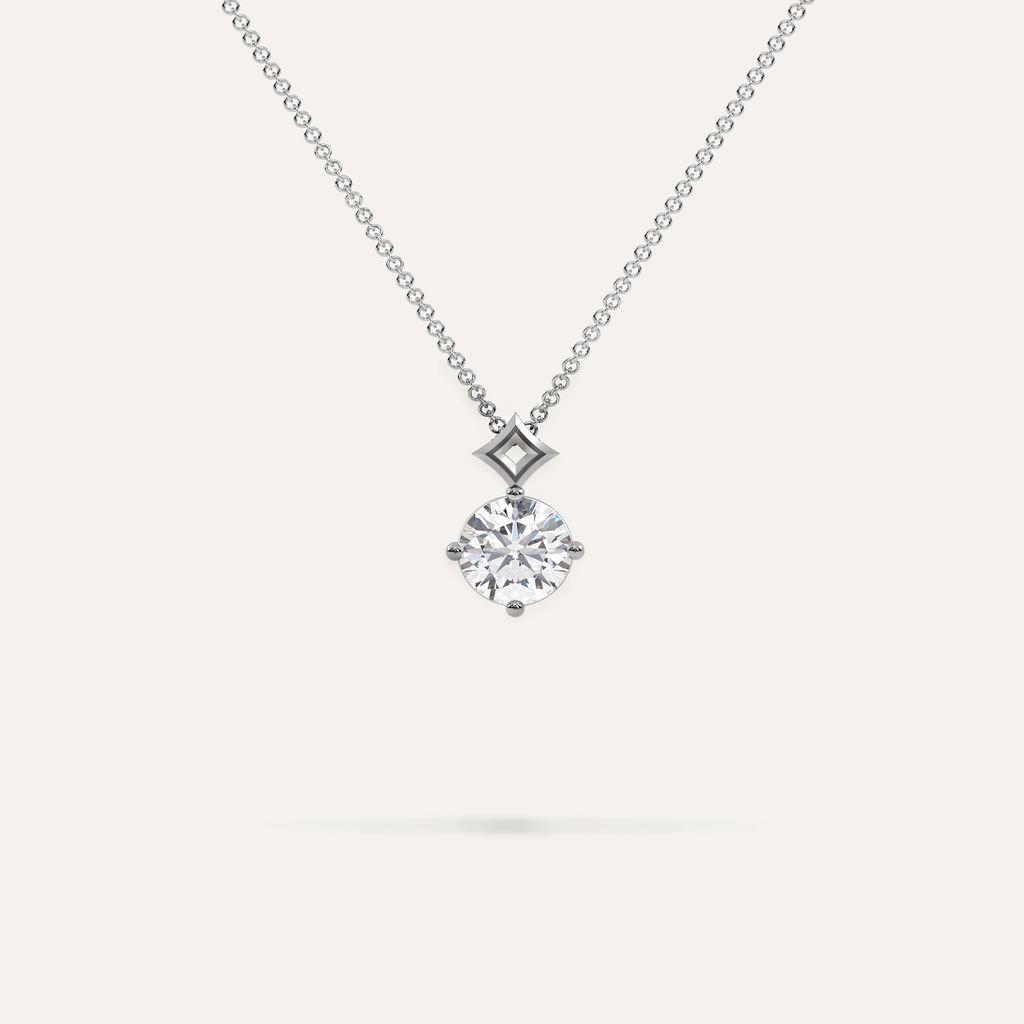 Single Diamond Pendant Solitaire Necklace White Gold