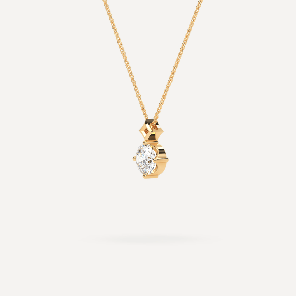 Lab Grown Diamond Pendant Necklace Yellow Gold Side View
