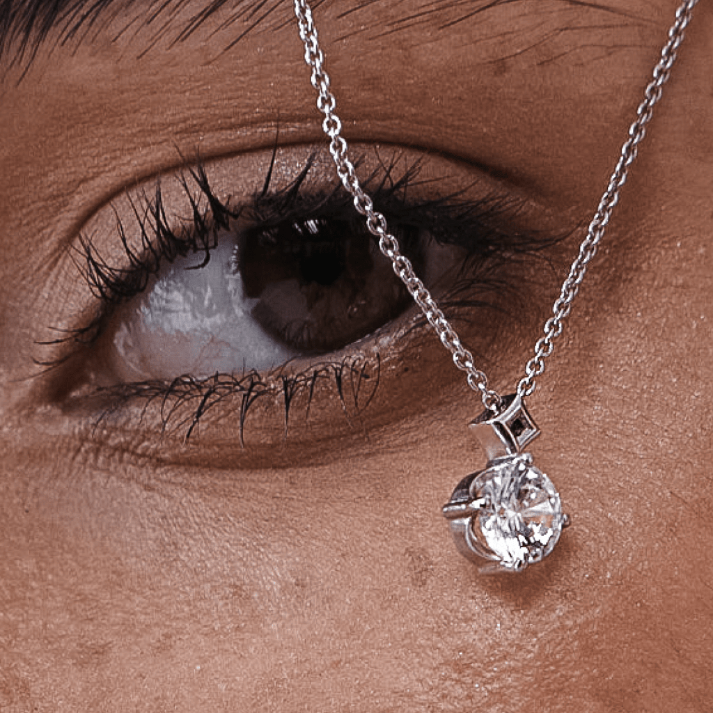 Minimalist Round Diamond Necklace Close Up For Her