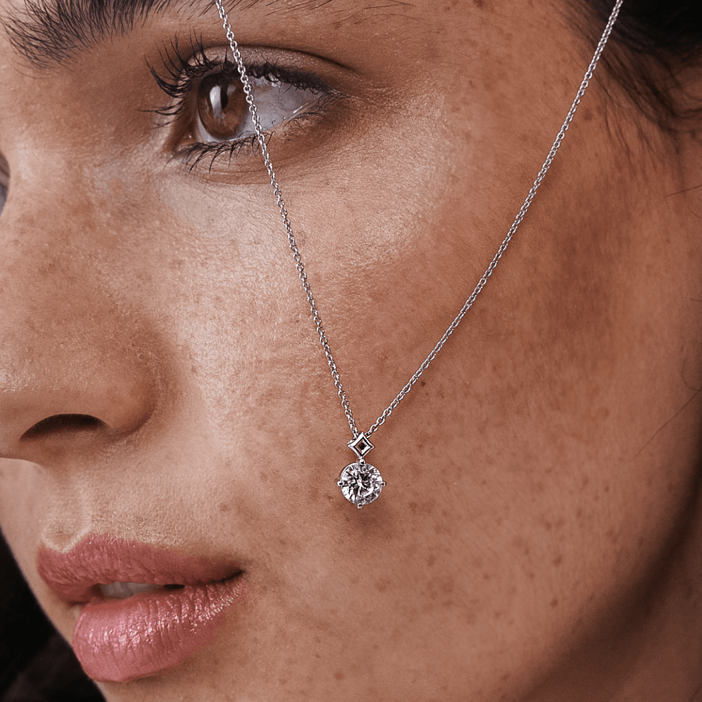 Designer Necklace Star Diamond Solitaire Pendant White Gold For Her