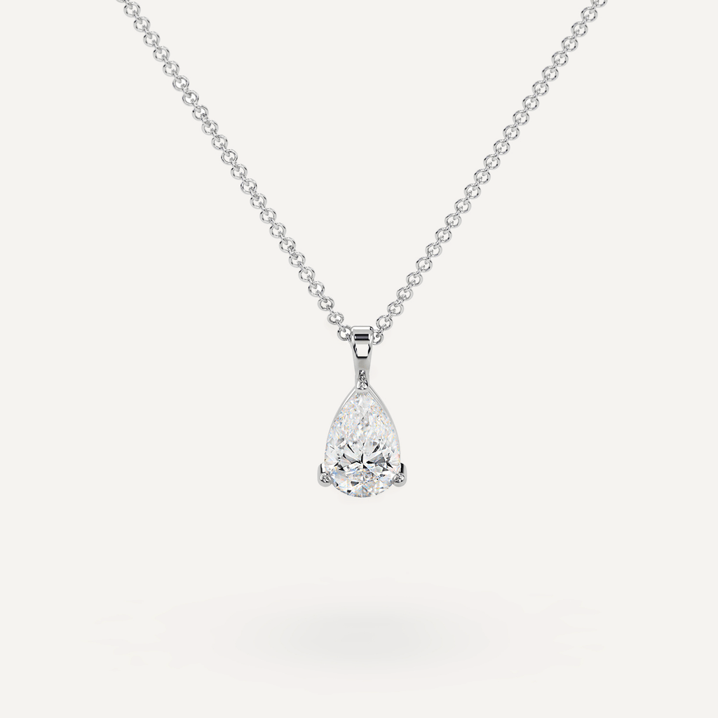 Single Pear Shaped Diamond Drop Pendant Close-Up