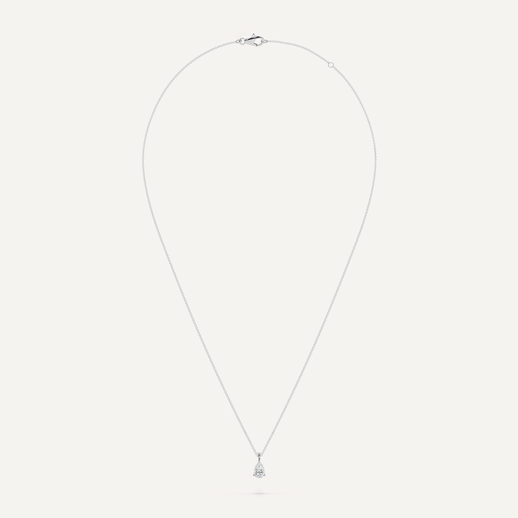 White Gold Adjustable Chain Pear Teardrop Diamond Necklace