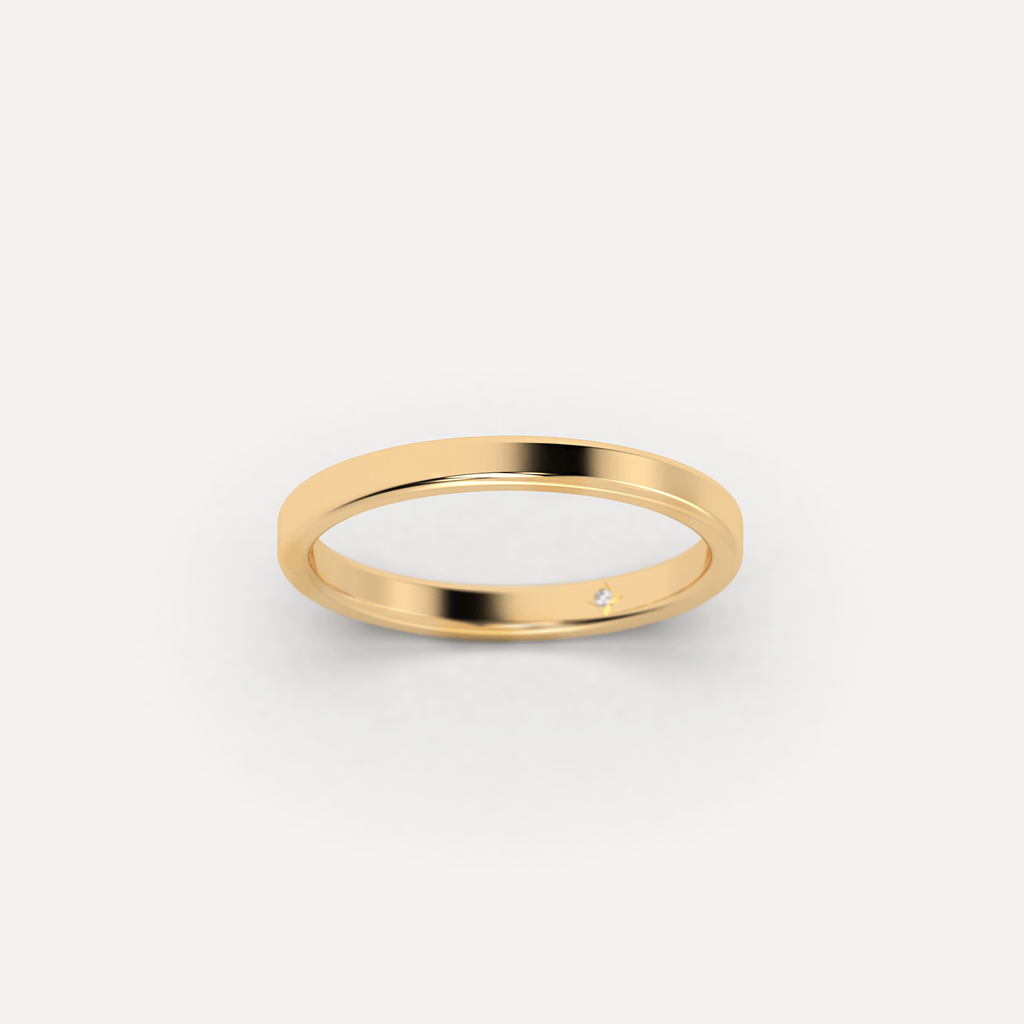 Solid Gold Thin Plain Flat Wedding Band Ring 14K