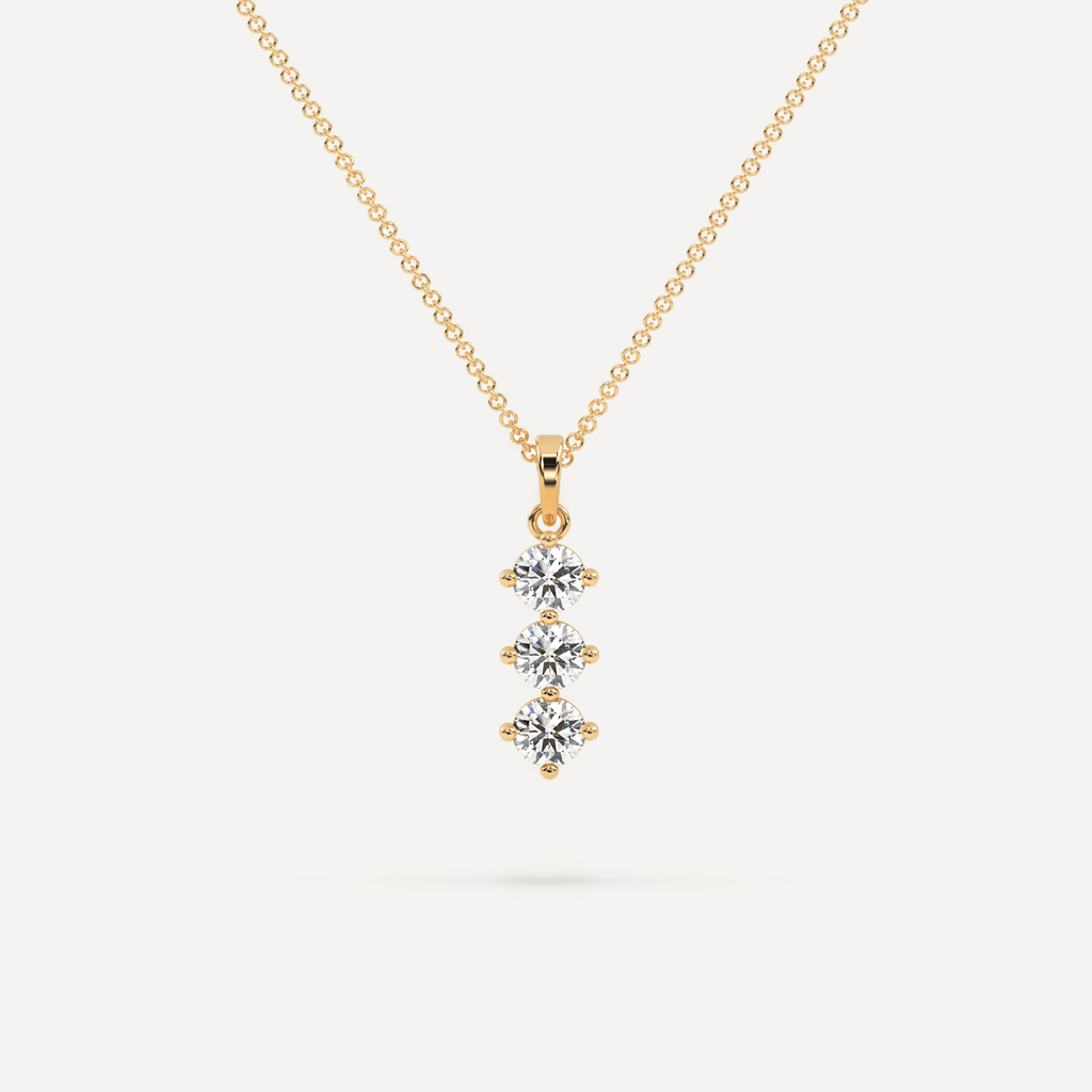 Diamond Trilogy Pendant Necklace in 14k Yellow Gold