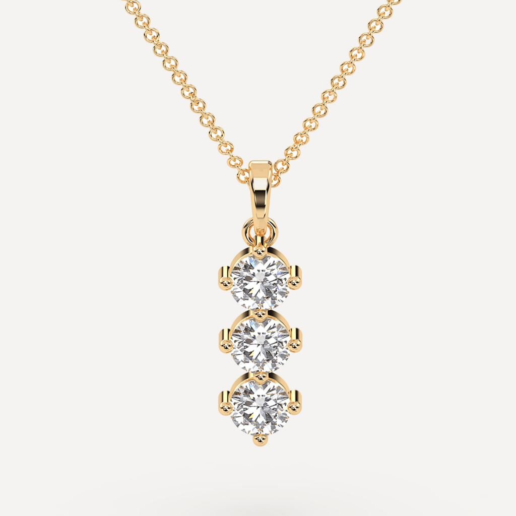 Yellow Gold 3-Stone Trilogy Pendant