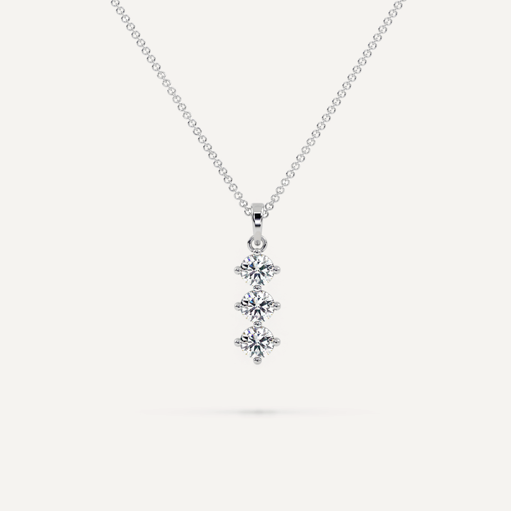 White Gold 3-Stone Trilogy Lab Grown Diamond Pendant