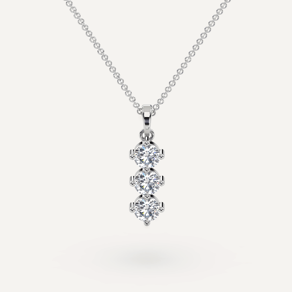 Necklace 3-Stone Diamond Pendant Necklace