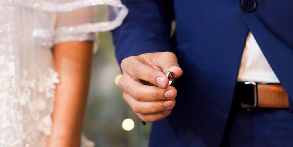 Wedding rings bride and groom