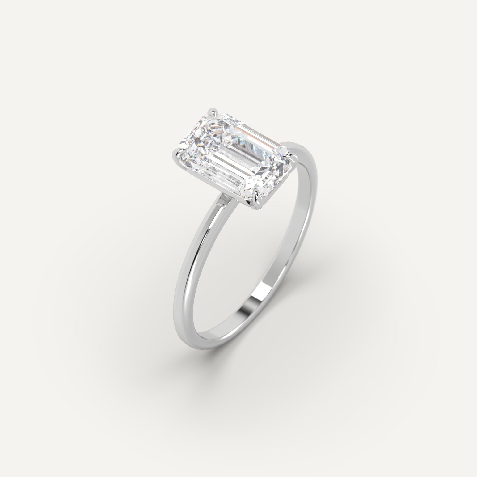 Whisper Thin Emerald Cut Diamond Ring Setting - Main Image