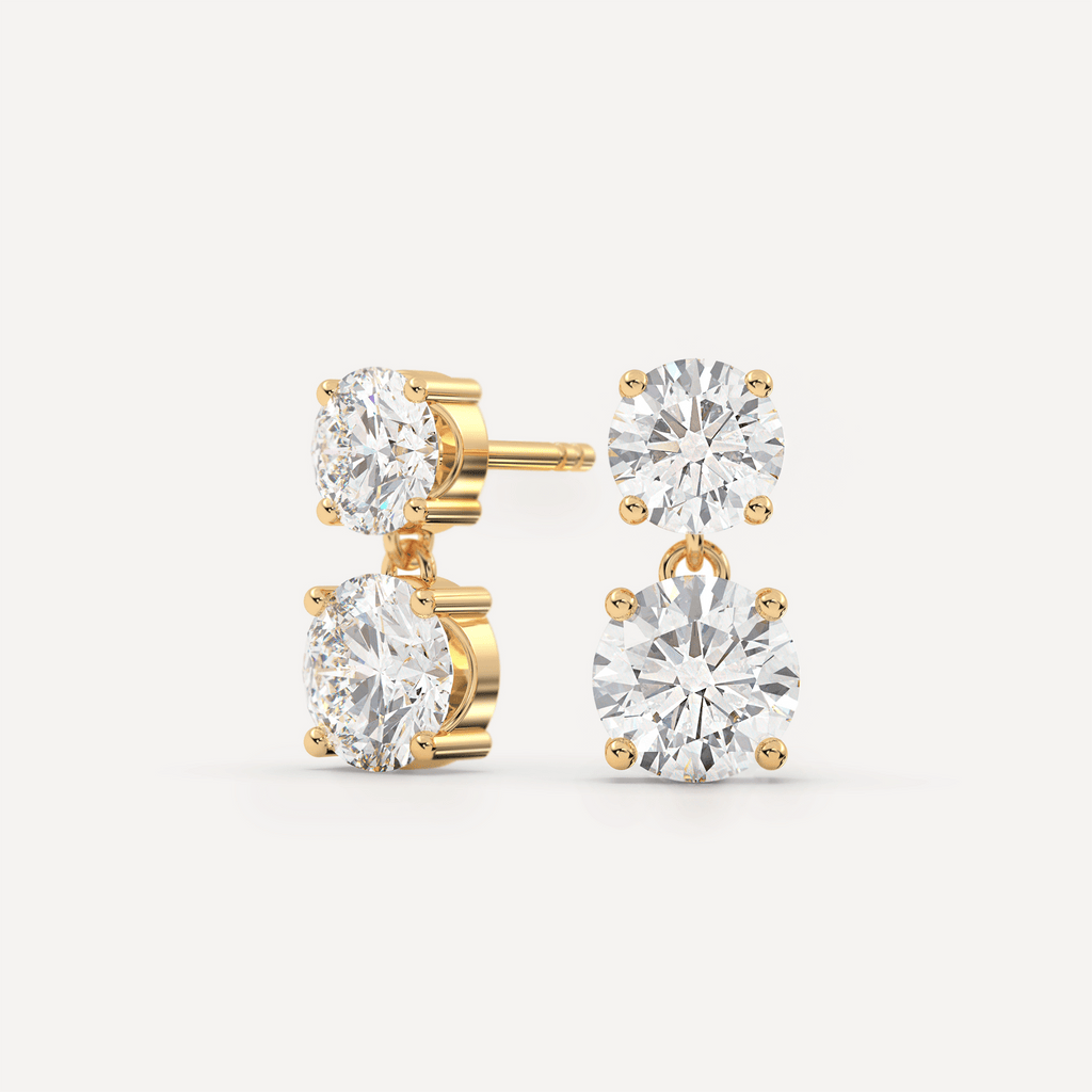 Lab Diamond Double Solitaire Earrings in Yellow Gold