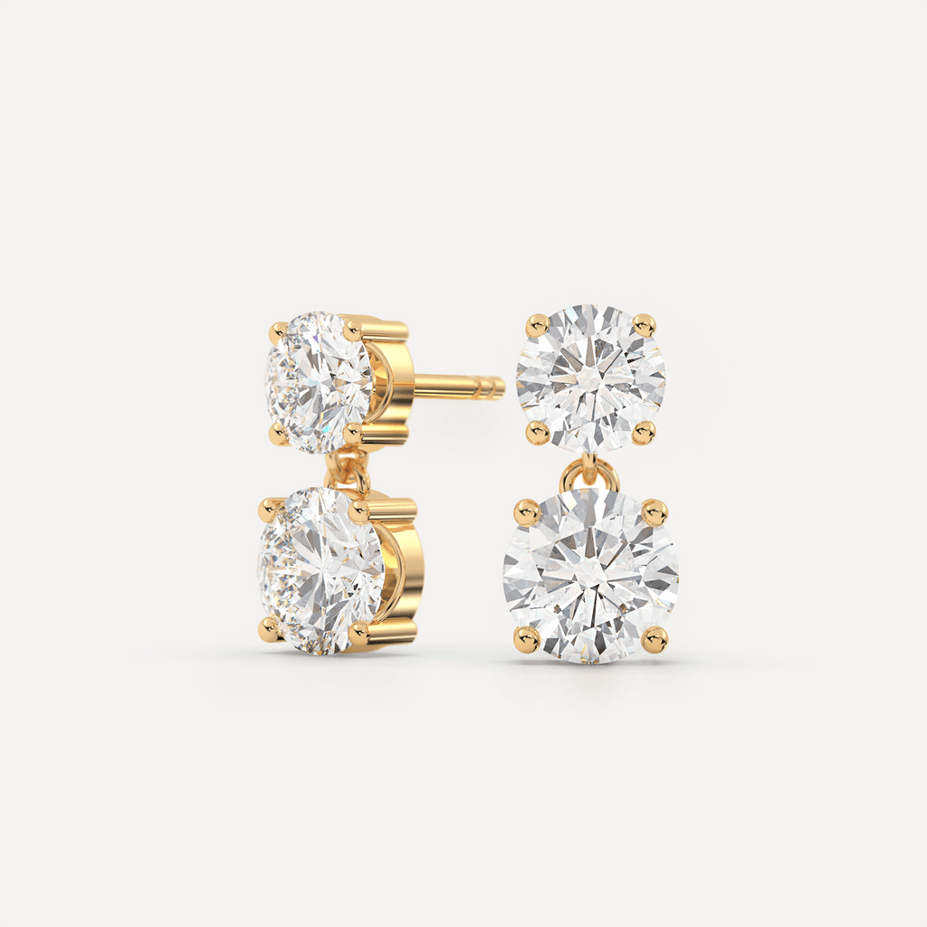 Lab Diamond Double Solitaire Earrings in Yellow Gold
