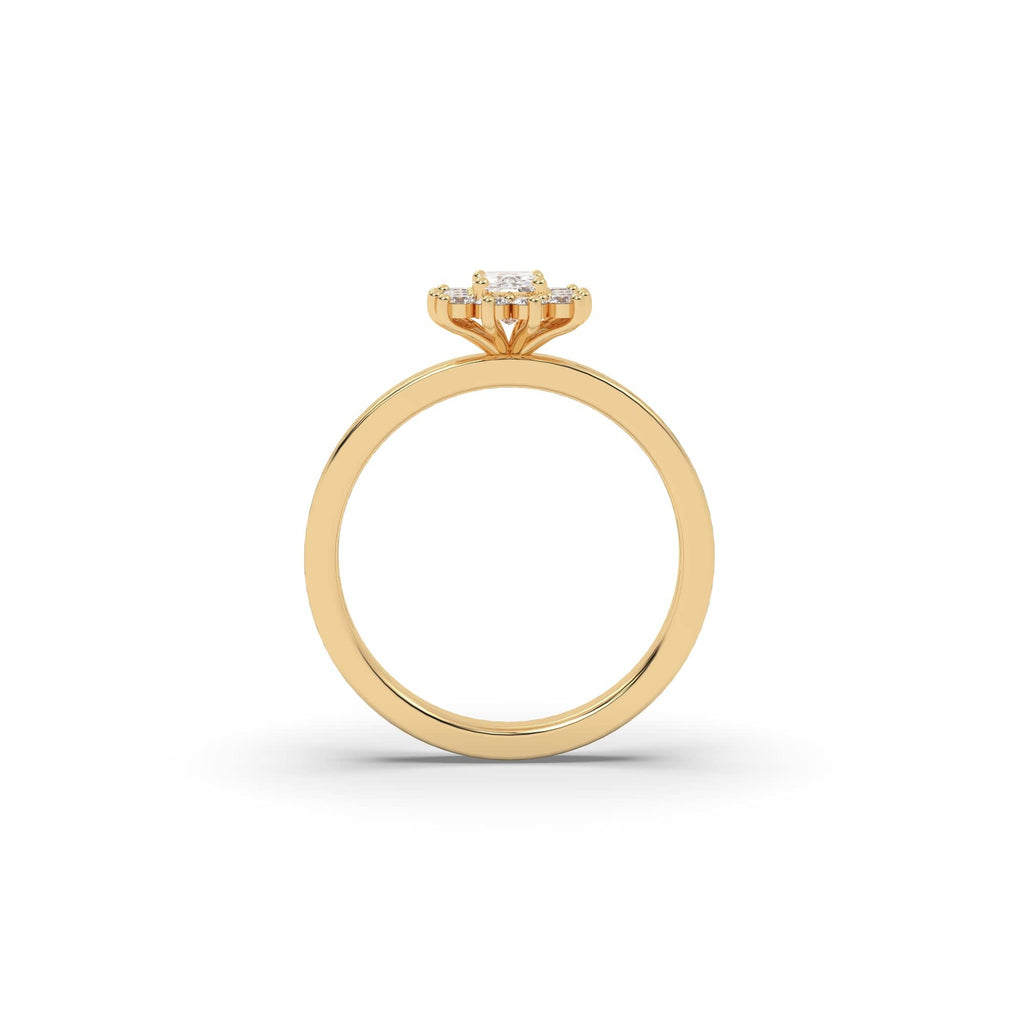 Engagement 0.76 carat Natural Radiant Diamond Starburst Halo Engagement Ring