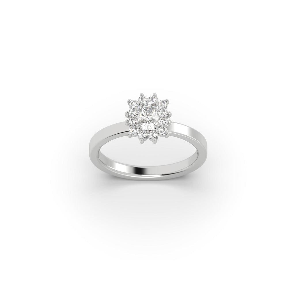 Engagement 0.76 carat Natural Radiant Diamond Starburst Halo Engagement Ring