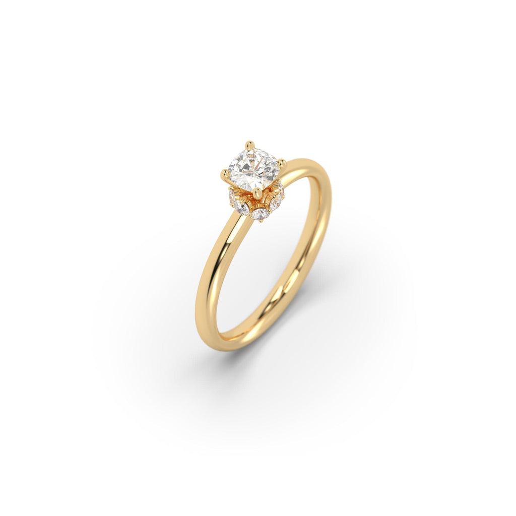 Engagement 0.77 carat F-VVS1 Natural Cushion Cut Diamond Hidden Halo Engagement Ring