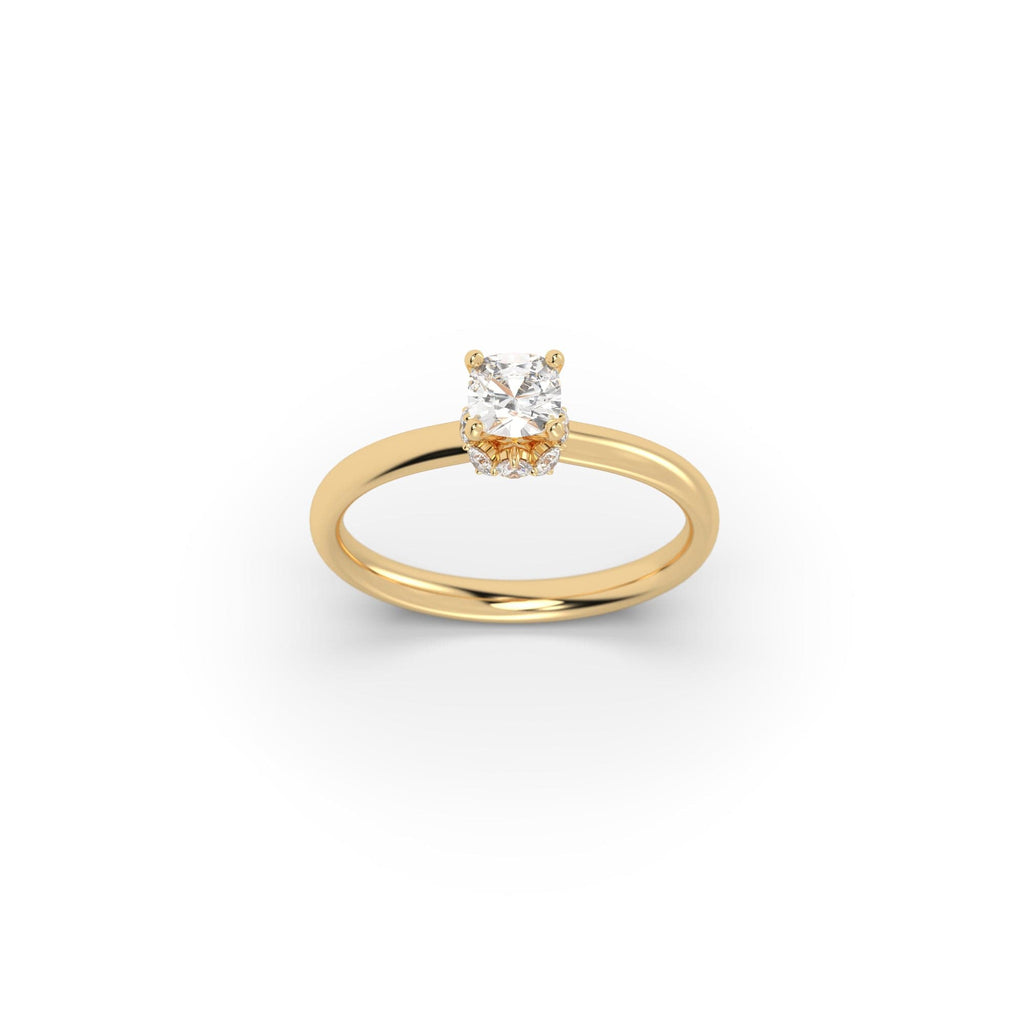 Engagement 0.77 carat F-VVS1 Natural Cushion Cut Diamond Hidden Halo Engagement Ring