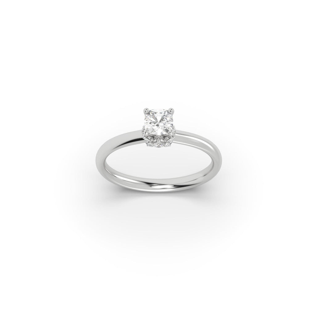 Engagement 0.77 carat F-VVS1 Natural Cushion Cut Diamond Hidden Halo Engagement Ring