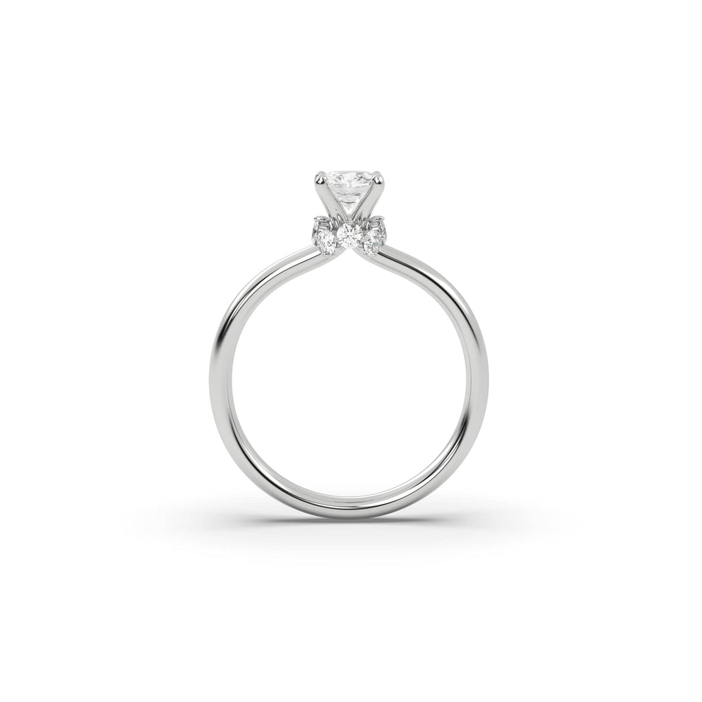 Engagement 0.77 carat F-VVS1 Natural Cushion Cut Diamond Hidden Halo Engagement Ring
