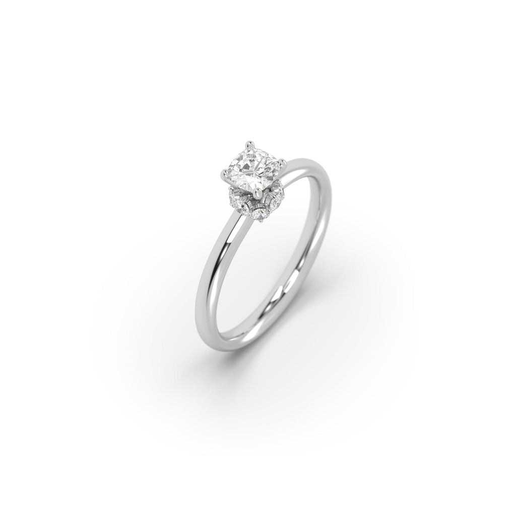 Engagement 0.77 carat F-VVS1 Natural Cushion Cut Diamond Hidden Halo Engagement Ring