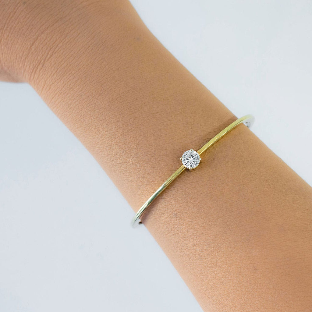 0.85 carat Round Natural Diamond Solitaire Bangle Bracelet