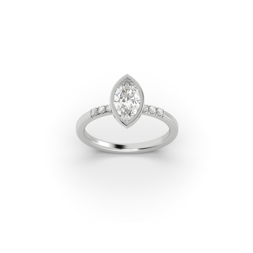 Engagement 0.87 carat F-SI1 Natural Marquise Diamond Bezel Engagement Ring
