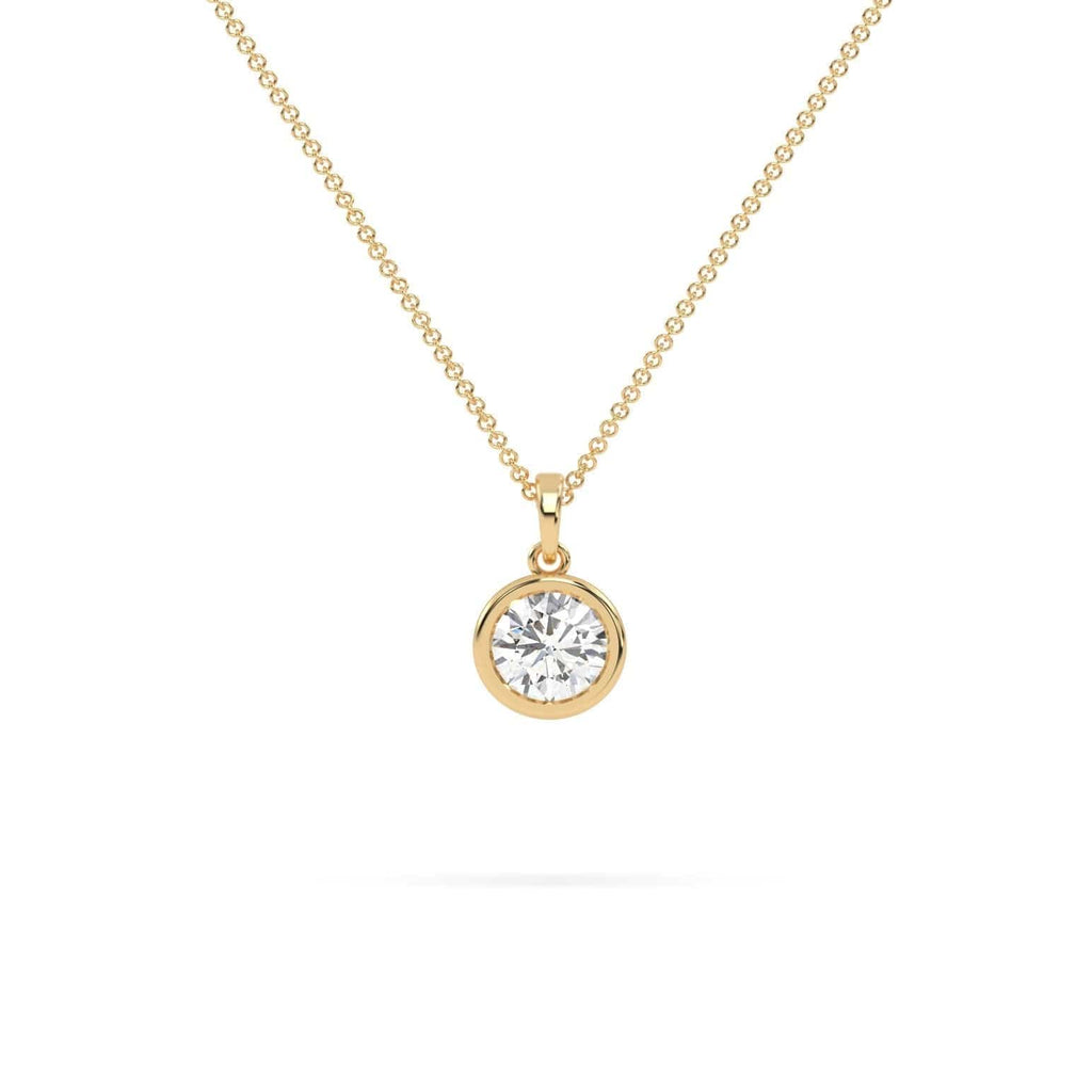 1.01 carat Bezel Set Round Diamond Pendant Necklace