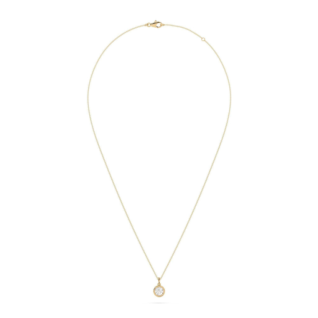 1.01 carat Bezel Set Round Diamond Pendant Necklace