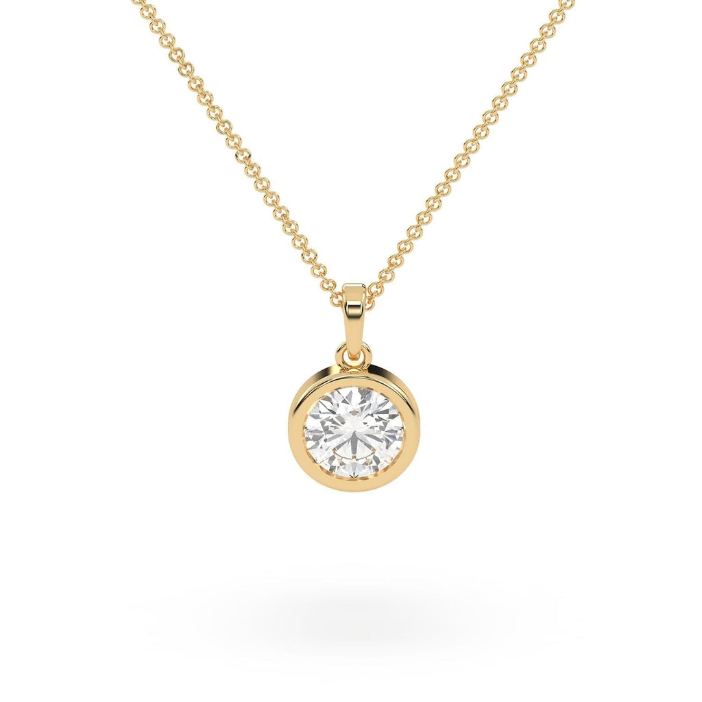 1.01 carat Bezel Set Round Diamond Pendant Necklace