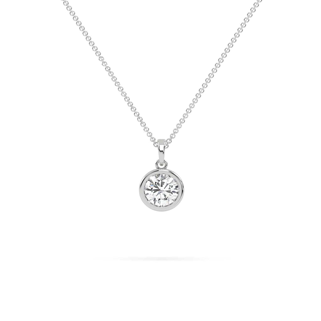 1.01 carat Bezel Set Round Diamond Pendant Necklace
