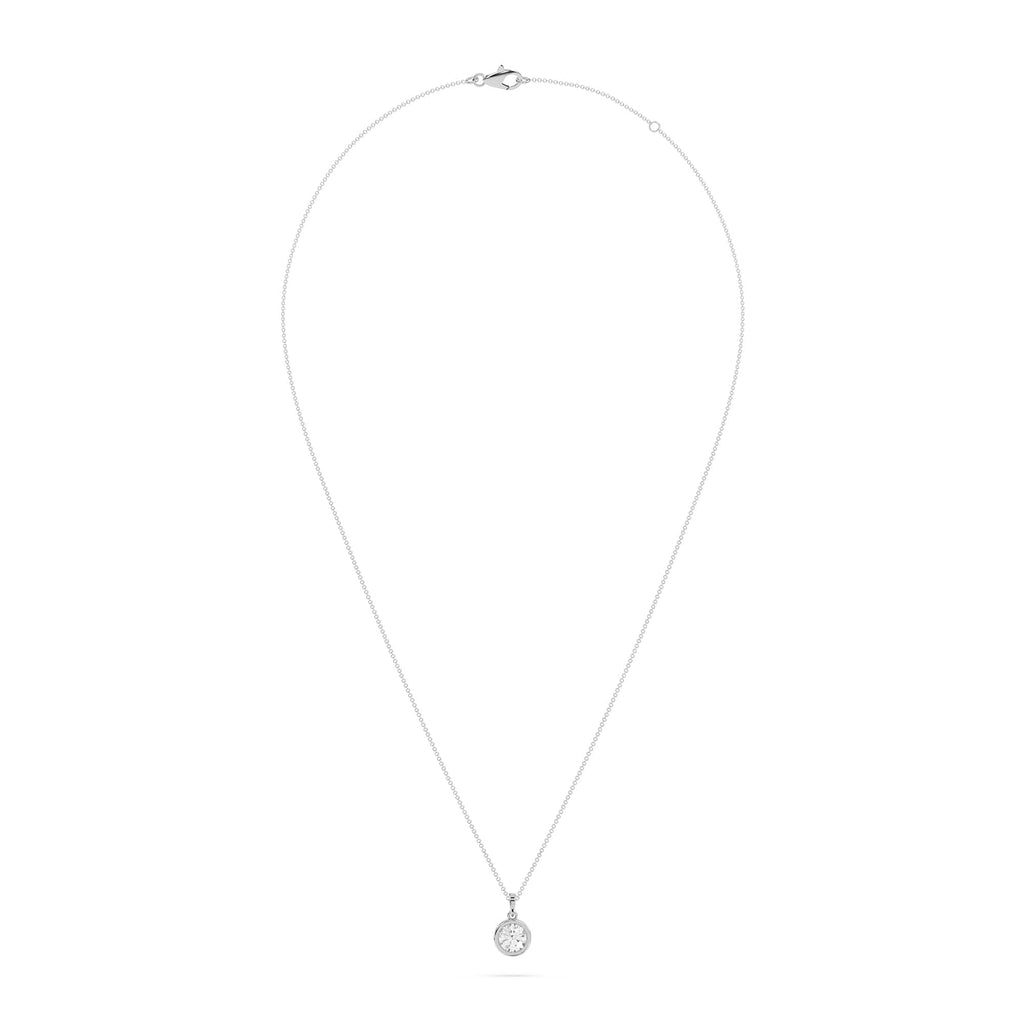 1.01 carat Bezel Set Round Diamond Pendant Necklace