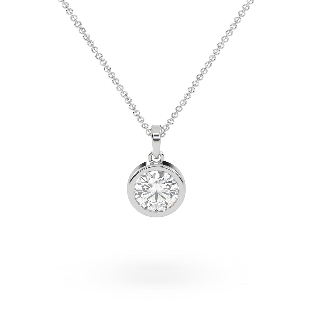 1.01 carat Bezel Set Round Diamond Pendant Necklace