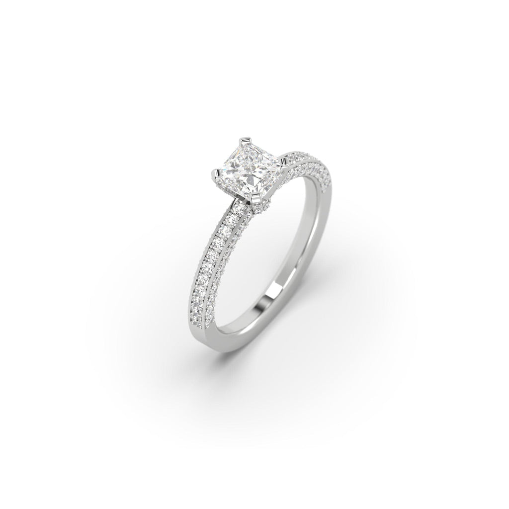 Engagement 1.73 carat Natural Princess Cut Diamond Pavé Engagement Ring