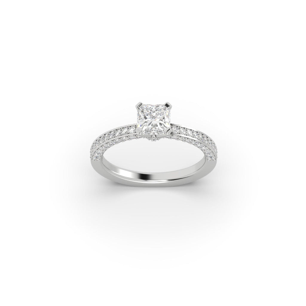 Engagement 1.73 carat Natural Princess Cut Diamond Pavé Engagement Ring
