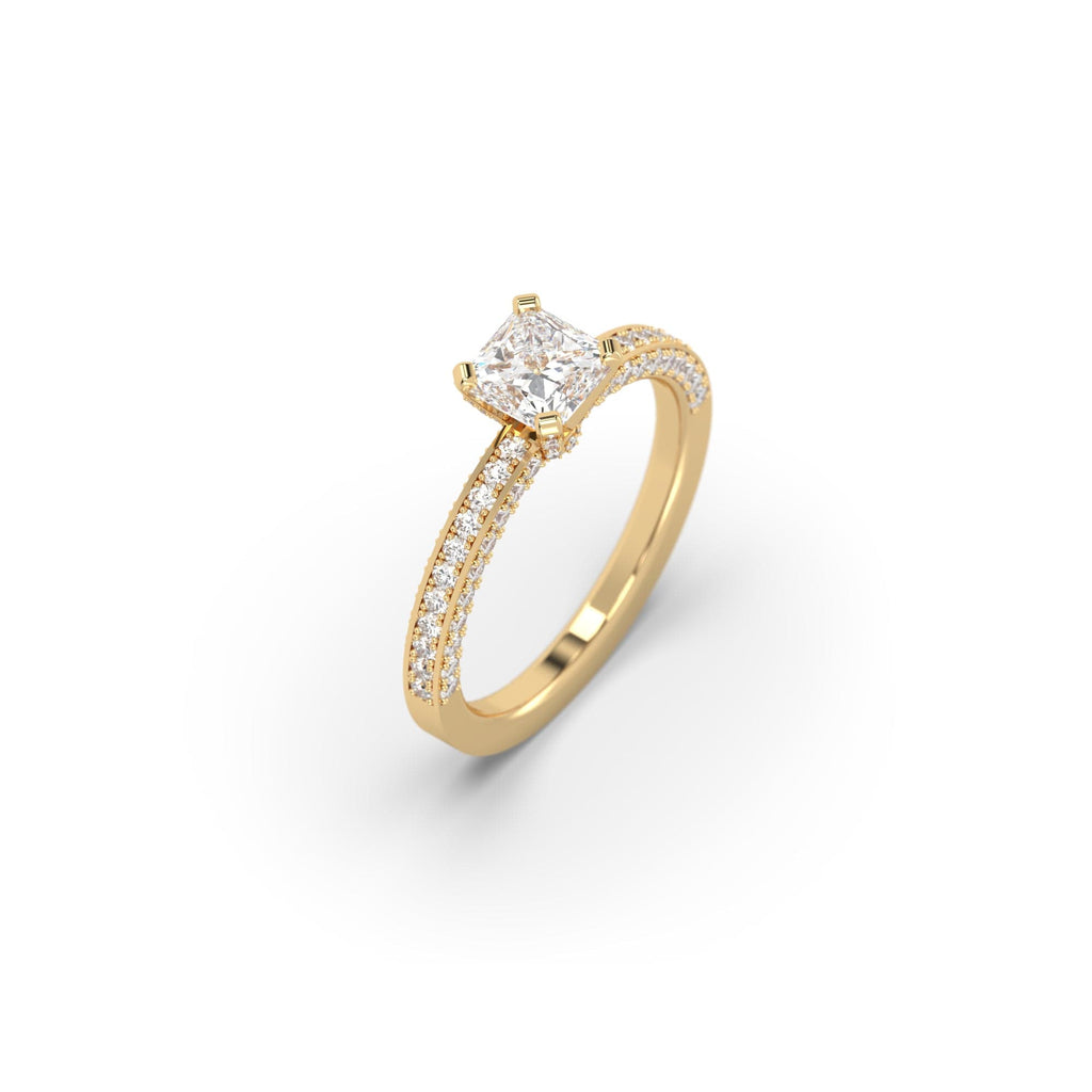 Engagement 1.73 carat Natural Princess Cut Diamond Pavé Engagement Ring
