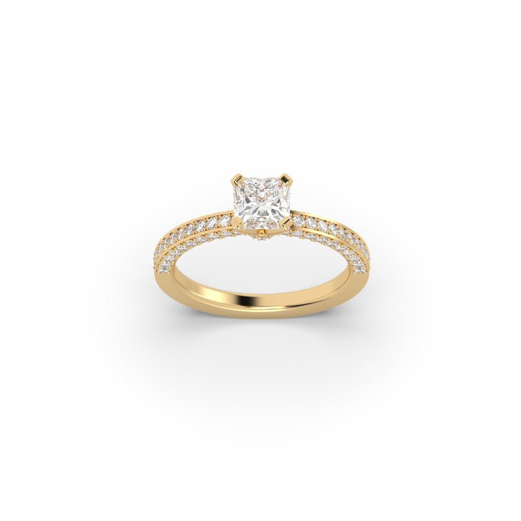 Engagement 1.73 carat Natural Princess Cut Diamond Pavé Engagement Ring
