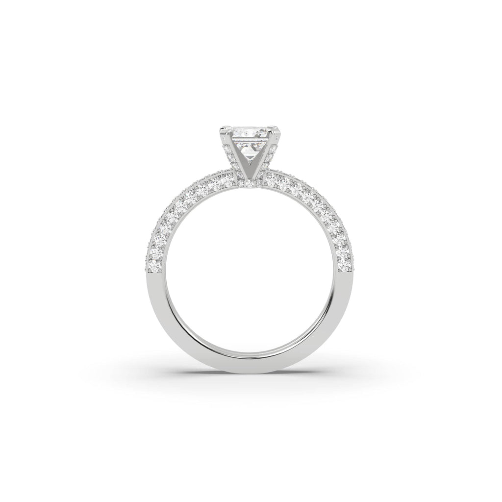 Engagement 1.73 carat Natural Princess Cut Diamond Pavé Engagement Ring