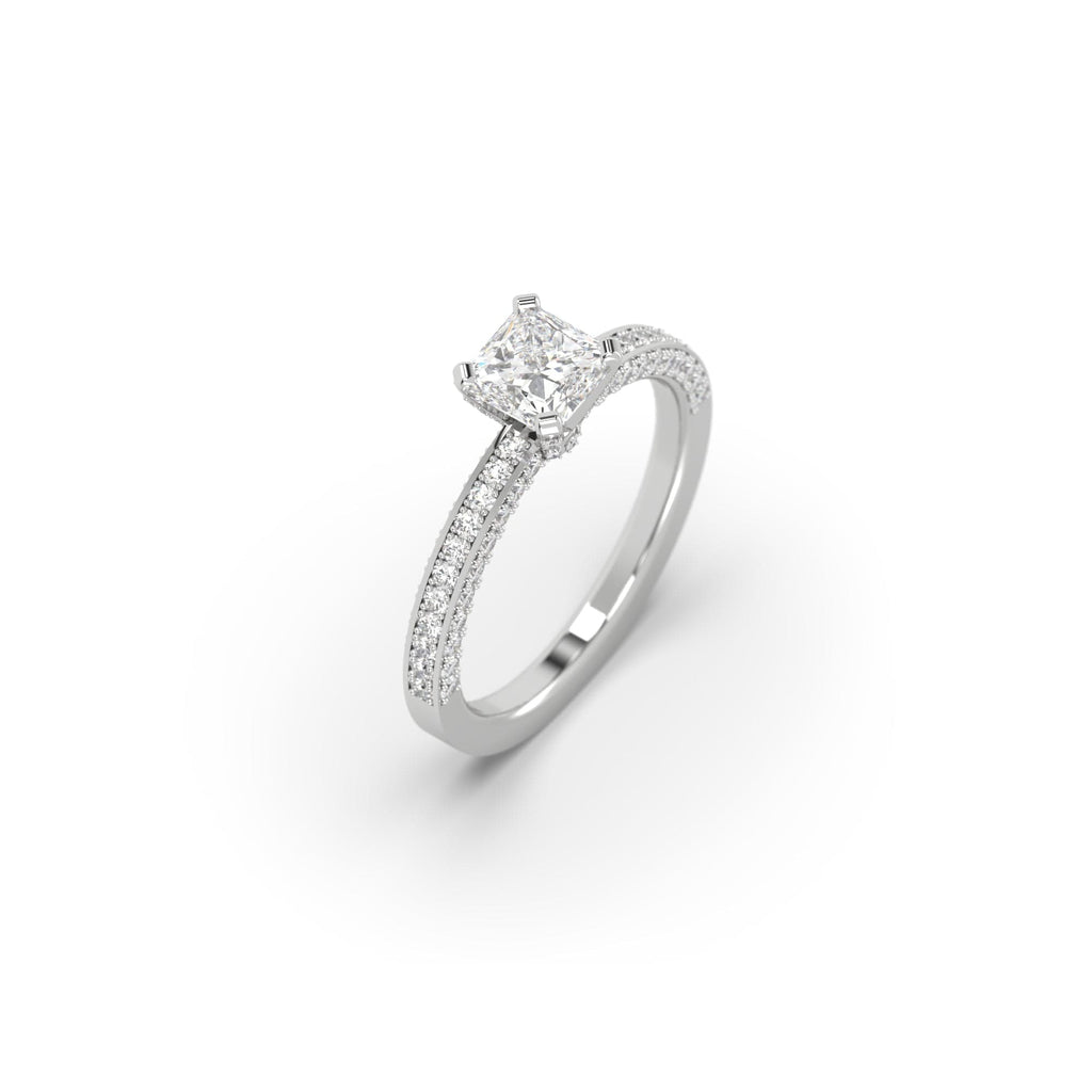Engagement 2.75 carat CE Princess Cut Diamond Pavé Engagement Ring