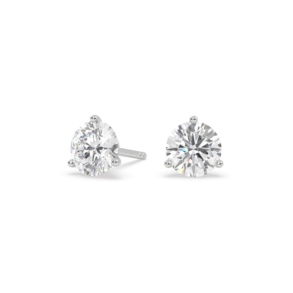 3-Prong Diamond Stud Earrings for Women