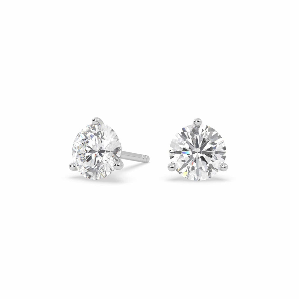3-Prong Martini Natural Diamonds Stud Earrings