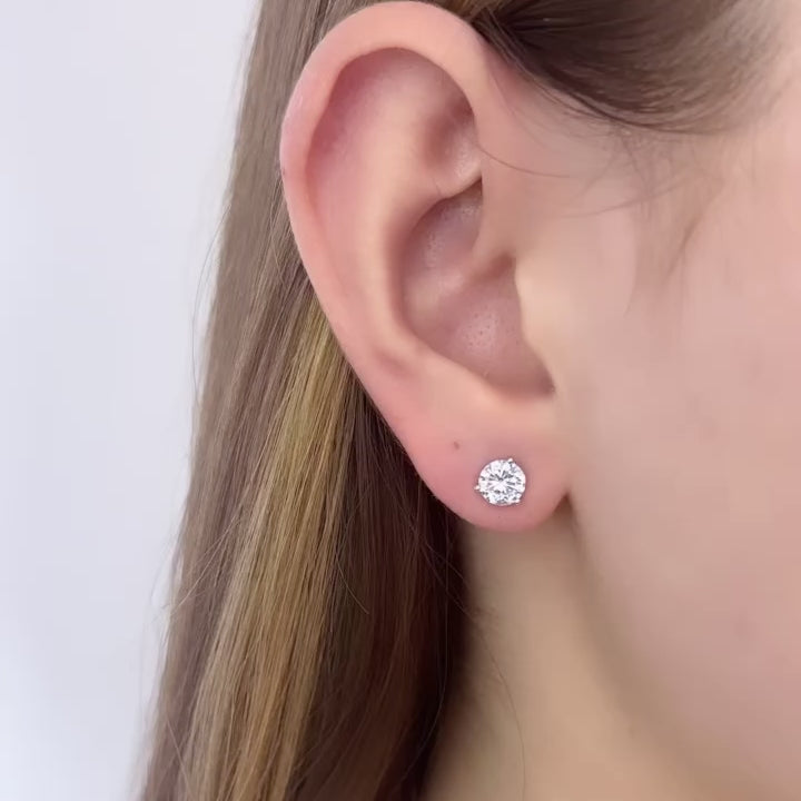 White Gold 3-Prong Diamond Studs