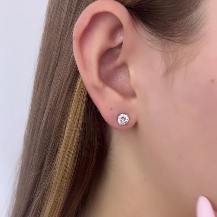 Round Diamond Studs on Ear